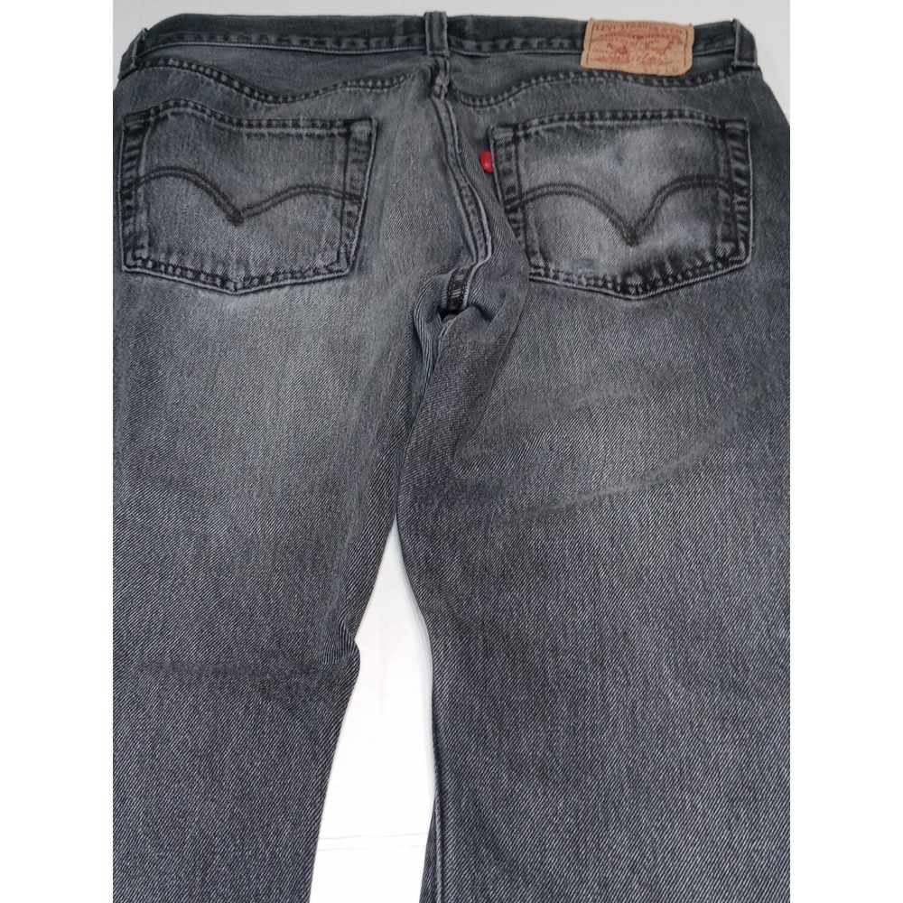 Levi's 501 Black Faded Jeans 36x30 Button Fly Distressed Y2K Grunge - Picture 15 of 16